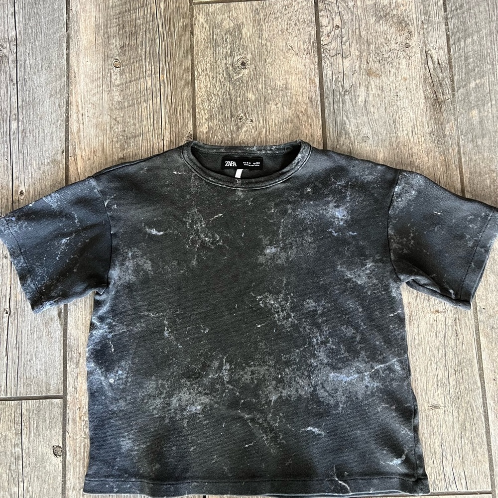 Zara Kids Black/Charcoal Boxy Fit Tie-Dye Tee
